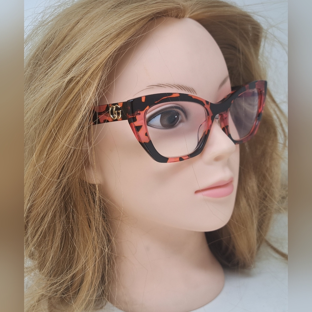 Gucci Women's Eye Glasses Red Havana Transparent Cat Eye GG1334O 003 52-20-145 - Picture 14 of 16